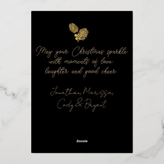 Vrolijke kerstwensen Retro Xmas Kaart Goudfolie (Achterkant)