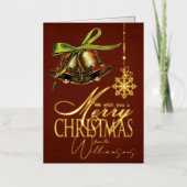 Vrolijke kerstwensen Retro Xmas Kaart Goudfolie (Voorkant)