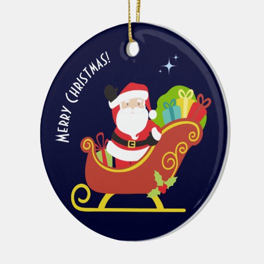 Vrolijke kerstwensen van de Kerstman Keramisch Ornament (Links)