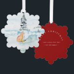 Vrolijke kerstwensen Waterverf Fox & Tree Ornament Kaart<br><div class="desc">Dit schattige kerstornament is voorzien van een waterverf waterverf vos en pijnboom in een besneeuwd veld. In de ornamenten staat de tekst "Merry Christmas". Gebruik de velden sjabloon om uw aangepaste begroeting toe te voegen. Een charmante keuze voor unieke vrolijke kerstwensen. Ga voor meer design zoals deze naar www.zazzle.com/dotellabelle Unieke...</div>