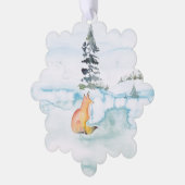 Vrolijke kerstwensen Waterverf Fox & Tree Ornament Kaart (Links)