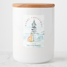Vrolijke kerstwensen Waterverf Winter Fox Voedselcontainer Etiket