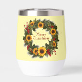 Vrolijke Kerstwijn Zonnebloem Krans Holly Joy (Achterkant)