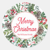 vrolijke kerstwinter griekse kalligrafie ronde sticker (Voorkant)