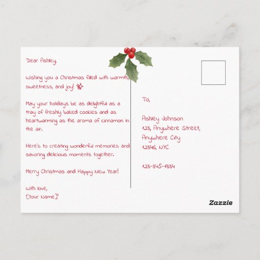  vrolijke kerstwinterscène typografie briefkaart (Achterkant)