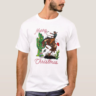Vrolijke kerstwoestijncactus t-shirt