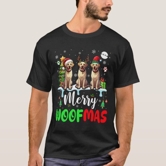 Vrolijke Kerstwolf Drie Santa Elf Labrador Retr T-shirt (Voorkant)
