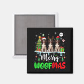 Vrolijke Kerstwolf Drie Santa English Springer Magneet (Voorkant / Achterkant)
