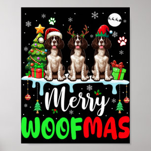 Vrolijke Kerstwolf Drie Santa English Springer Poster