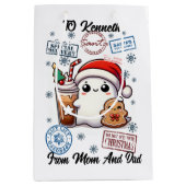 Vrolijke kerstzak met speelse vakantie medium cadeauzakje (Voorkant)