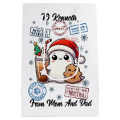 Vrolijke kerstzak met speelse vakantie medium cadeauzakje (Achterkant)