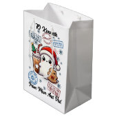 Vrolijke kerstzak met speelse vakantie medium cadeauzakje (Achterkant Gekanteld)