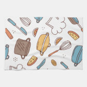 Vrolijke Keuken Doodle Patroon Handdoek (Horizontaal)