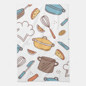 Vrolijke Keuken Doodle Patroon Handdoek (Verticaal)