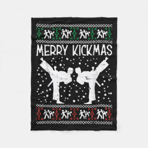 Vrolijke Kickmas Lelijke Kerst Karate Jiu Jitsu Fleece Deken