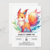 Vrolijke Kinder Fox verjaardag Kaart (Voorkant / Achterkant)