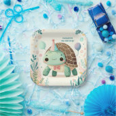 Vrolijke Kinder Schattigee schildpad Verjaardagsfe Papieren Bordje (Feest)