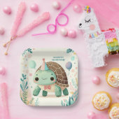 Vrolijke Kinder Schattigee schildpad Verjaardagsfe Papieren Bordje (Feest)