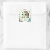 Vrolijke Kinder Schattigee schildpad Verjaardagsfe Vierkante Sticker (Tas)