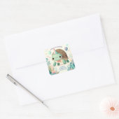 Vrolijke Kinder Schattigee schildpad Verjaardagsfe Vierkante Sticker (Envelop)