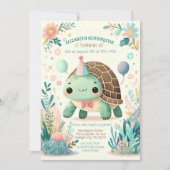 Vrolijke Kinder schildpad verjaardagsfeestuitnodig Kaart (Voorkant)