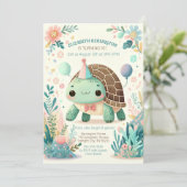 Vrolijke Kinder schildpad verjaardagsfeestuitnodig Kaart (Staand voorkant)