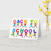Vrolijke Kinderen Terug naar schoolaankondiging Kaart (Gele Bloem)