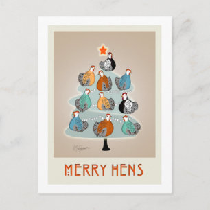 Vrolijke kippen in een kerstboom Kaart