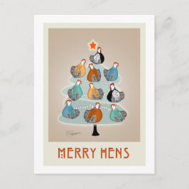 Vrolijke kippen in een kerstboom Kaart