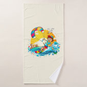 Vrolijke kite surfing illustratie. badhanddoek (Badhanddoek)