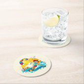 Vrolijke kite surfing illustratie. ronde kartonnen onderzetter (Insitu)