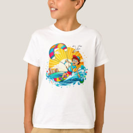 Vrolijke kite surfing illustratie.  t-shirt