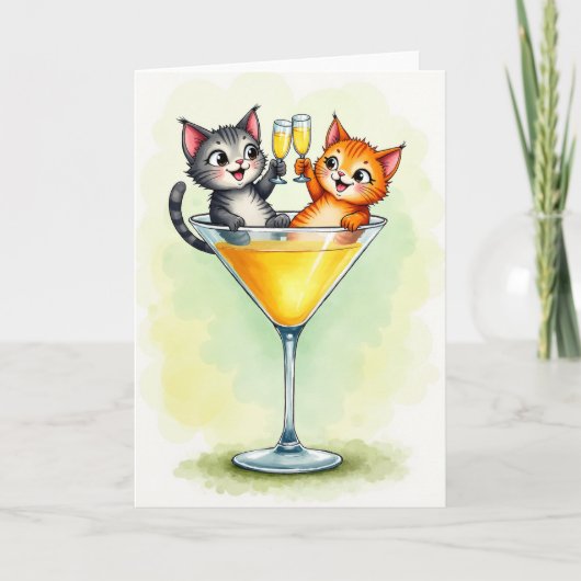 Vrolijke Kitten Glas Kaart (Voorkant)