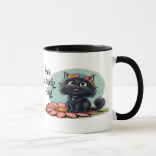 Vrolijke Kitten op een Bloem - Lach met Ons! Mok