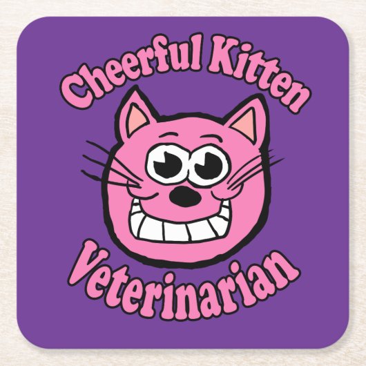 Vrolijke Kittensdierarts Kartonnen Onderzetters (Voorkant)