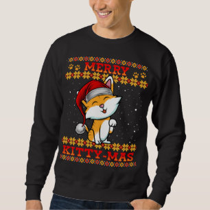 Vrolijke Kitty-Kerst Mop Kitten Kat Vrouw Kerstmis Trui