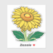 Vrolijke klassieke felgele zonnebloem contour sticker (Vel)