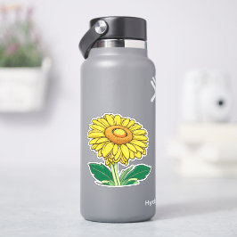 Vrolijke klassieke felgele zonnebloem contour sticker