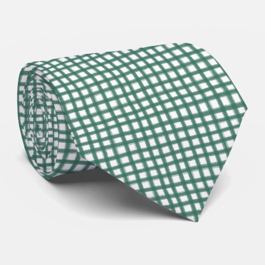 Vrolijke klassieke Green Gingham Plaid Pattern Hol Stropdas (Opgerold)
