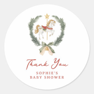 Vrolijke Kleine Baby Shower Carrousel Paard Ronde Sticker