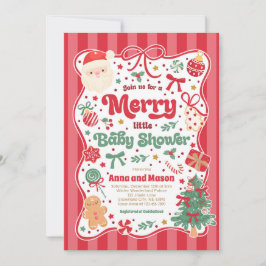 Vrolijke Kleine Baby Shower Kerst Coquette Strik  Kaart