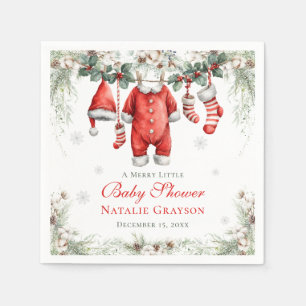 Vrolijke Kleine Baby Shower Kerstman Waslijn Servet