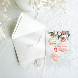 Vrolijke Kleine Baby Shower Moderne Kerst Acryl Uitnodigingen