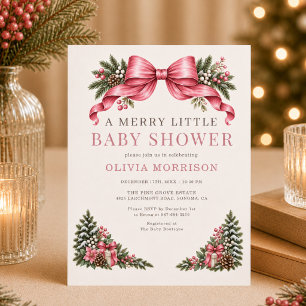 Vrolijke Kleine Baby Shower Roze Strik Kaart