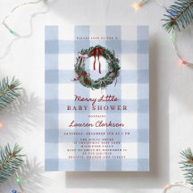 Vrolijke Kleine Blauwe Gingham Krans Baby Shower