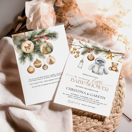 Vrolijke Kleine Boho Kerst Winter Baby Shower  Kaart