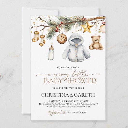 Vrolijke Kleine Boho Kerst Winter Baby Shower  Kaart (Voorkant)