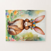 Vrolijke kleine bruine konijn 1, Pasen Legpuzzel (Horizontaal)