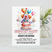 Vrolijke kleine clown Waterverf verjaardagsfeestje Kaart (Staand voorkant)