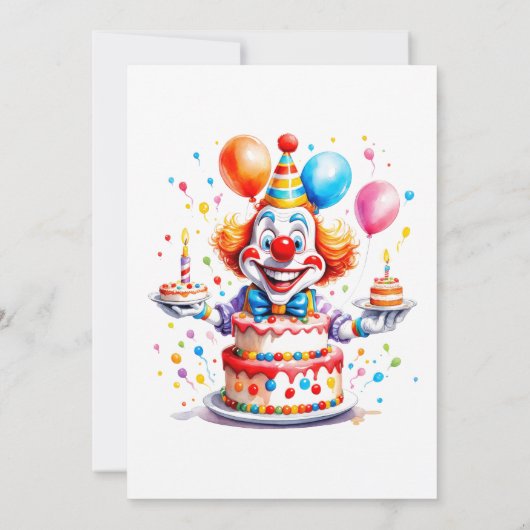 Vrolijke kleine clown Waterverf verjaardagsfeestje Kaart (Achterkant)